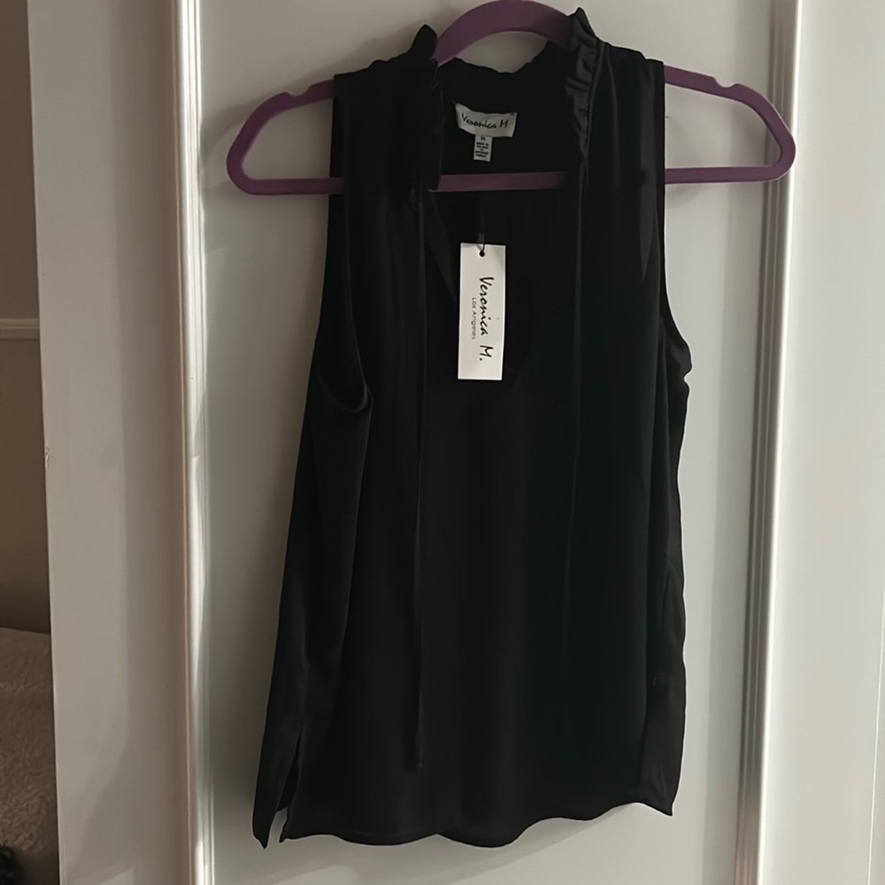 Veronica M Split Neck Halter top - black - size M